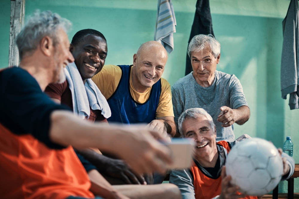 Senior,Men,Taking,A,Selfie,In,The,Locker Room